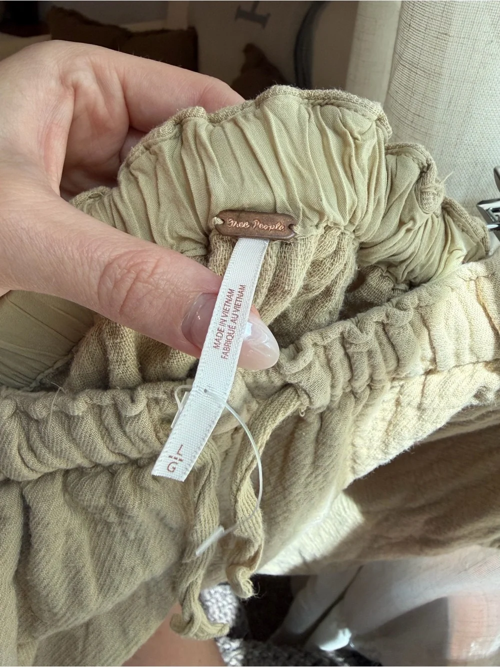 Free People Light Brown Casual Drawstring Women’s Pants